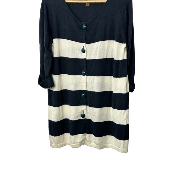 Isabella Sinclair Black & White Stripe Cardigan Chunky Buttons Women's  Large - Picture 2 of 9